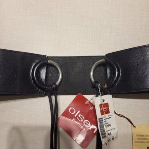 Olsen Tie Fringe Black Leather Mod Belt 32 in/Sz10